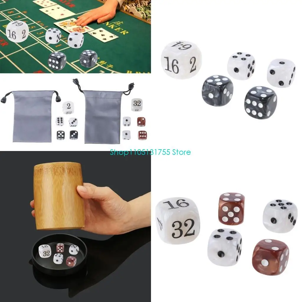 

K0EF 1 Set of Acrylic Backgammon Pearls Dices Set 22mm Doubling Cube and Four 16mm Dices with Storage Bag Gaming Accessories