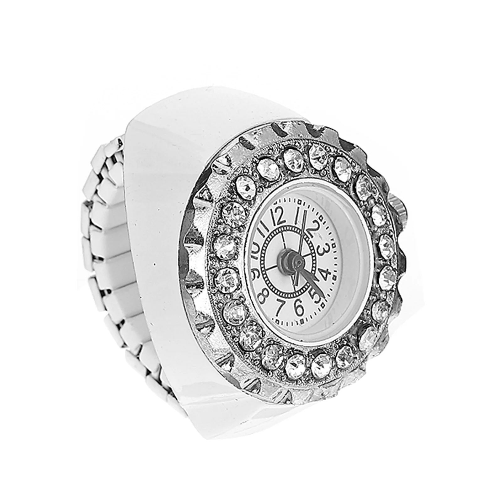 ساعة عصرية بحلقة ألماس من سبائك الزنك، ساعة مجوهرات عصرية للنساء، تصميم فريد من نوعه، ساعة إكسسوار للإصبع