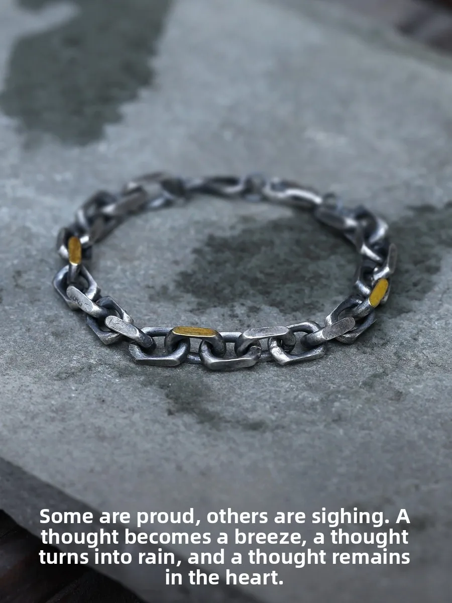 

Мужской браслет Silver Craft Original 'One Thought' с золотым покрытием, массивный, простой, элегантный, винтажный, модный аксессуар.