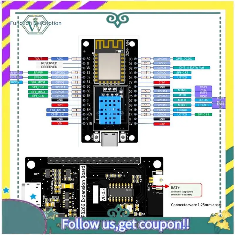 

NEW DHT11 New Version Temperature And Humidity Sensor CH340 Development Board ESP8266 Extended Wifi Serial Port Module, Easy To