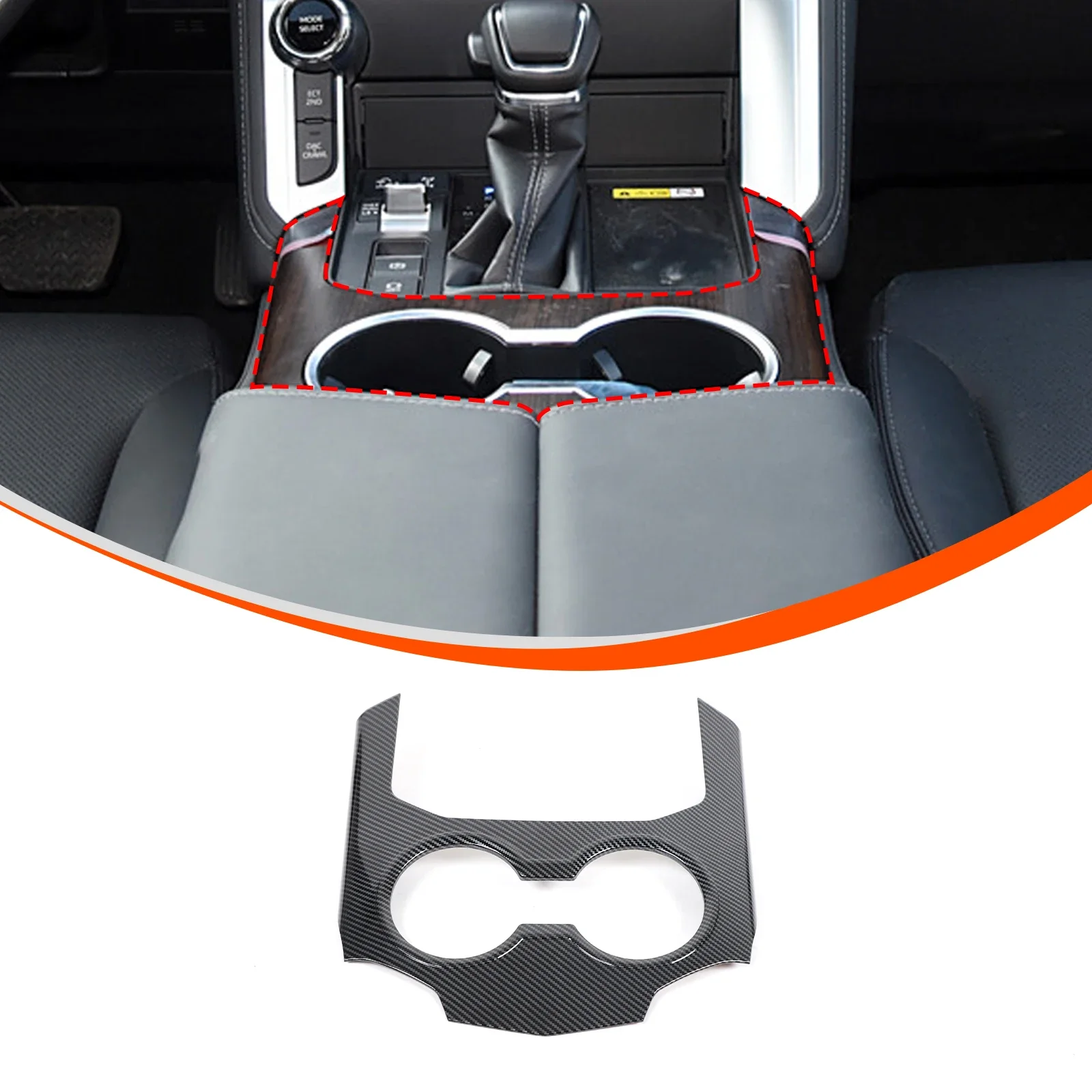 

For Toyota Land Cruiser LC300 2023 ABS carbon fiber car center control gearbox water cup panel frame car decoration accessories