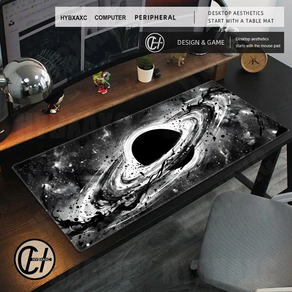 Large Black Hole Mouse Pad Minimalist Space Aesthetic Desk Mat HYBXAXC HD Extended Gaming Keyboard Mats 90x40 XXL Gamer Mousepad