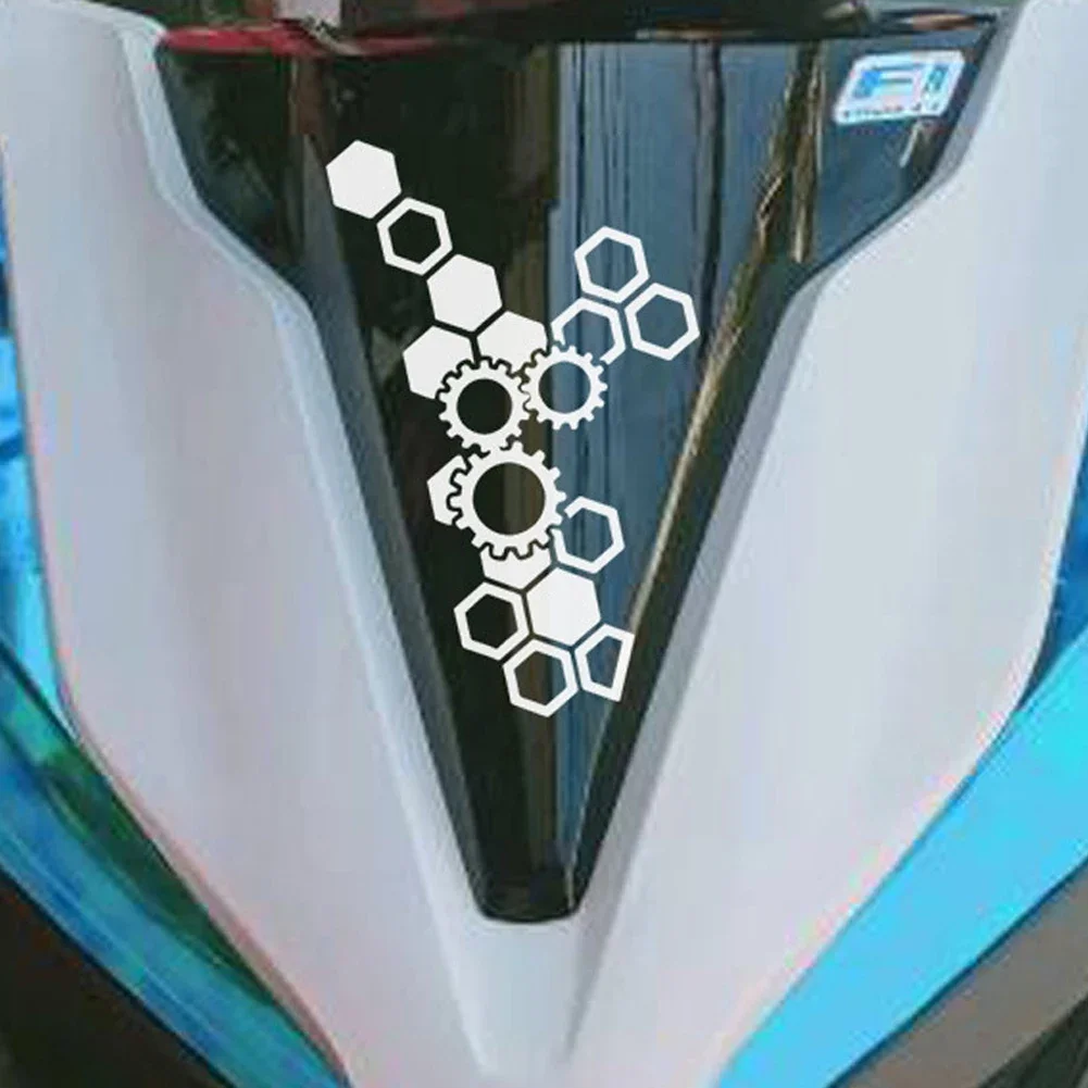 

Motorcycle Front Face Fender Stickers Modification Honeycomb Gear Reflective Decal Waterproof