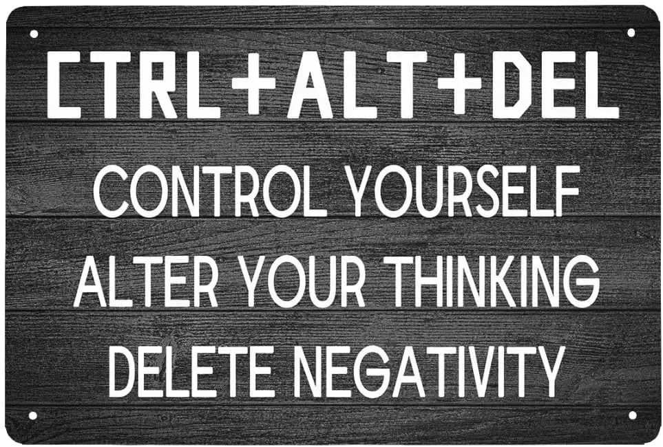 Inspirational Wall Decor for Office, CTRL+ALT+DEL Metal Tin Sign 12x8 Inch Rustic Wall Hanging Decor Positive Saying Quote  sign