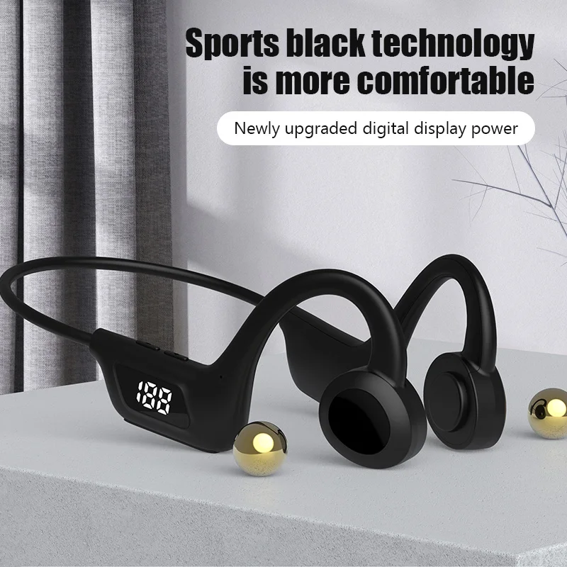 JS7 Bone Conduction Headphones Tf Card Digital Display Fone Headset Hands-free Call Auriculares Sports Open-ear Earphone