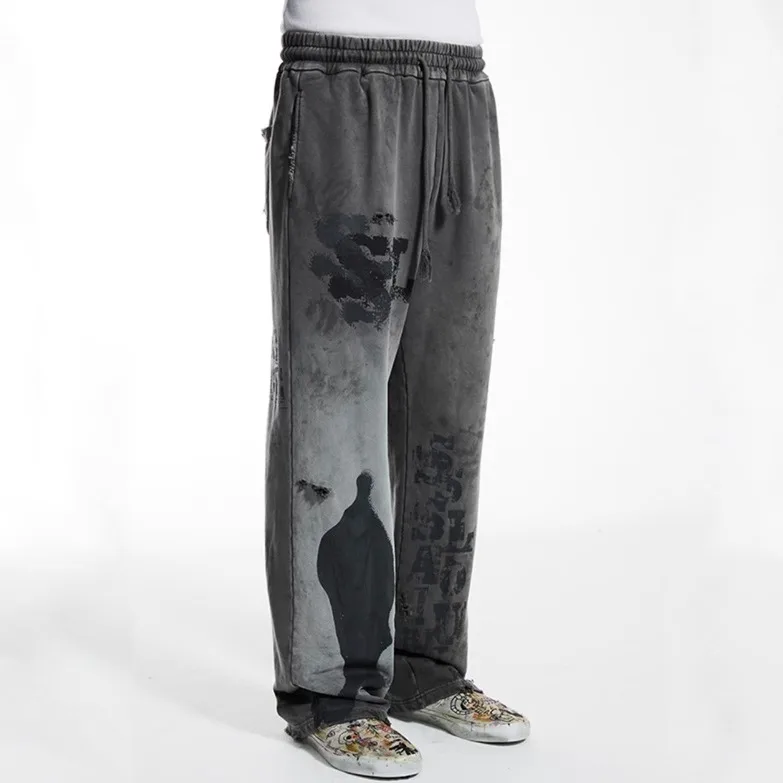 SSSAINT LOUIS VINTAGE fiti изношенного дизайна, свободные прямые повседневные брюки, уличные хлопковые молодежные брюки с высокой талией