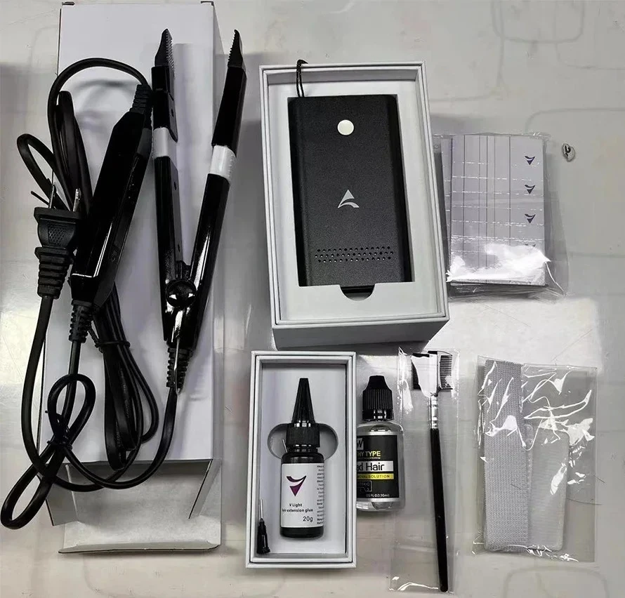 

New Style V-Light Hair Extension Machine Set Combo White Hair Extension Tools Kit Set with V Light Hair Extension Glue