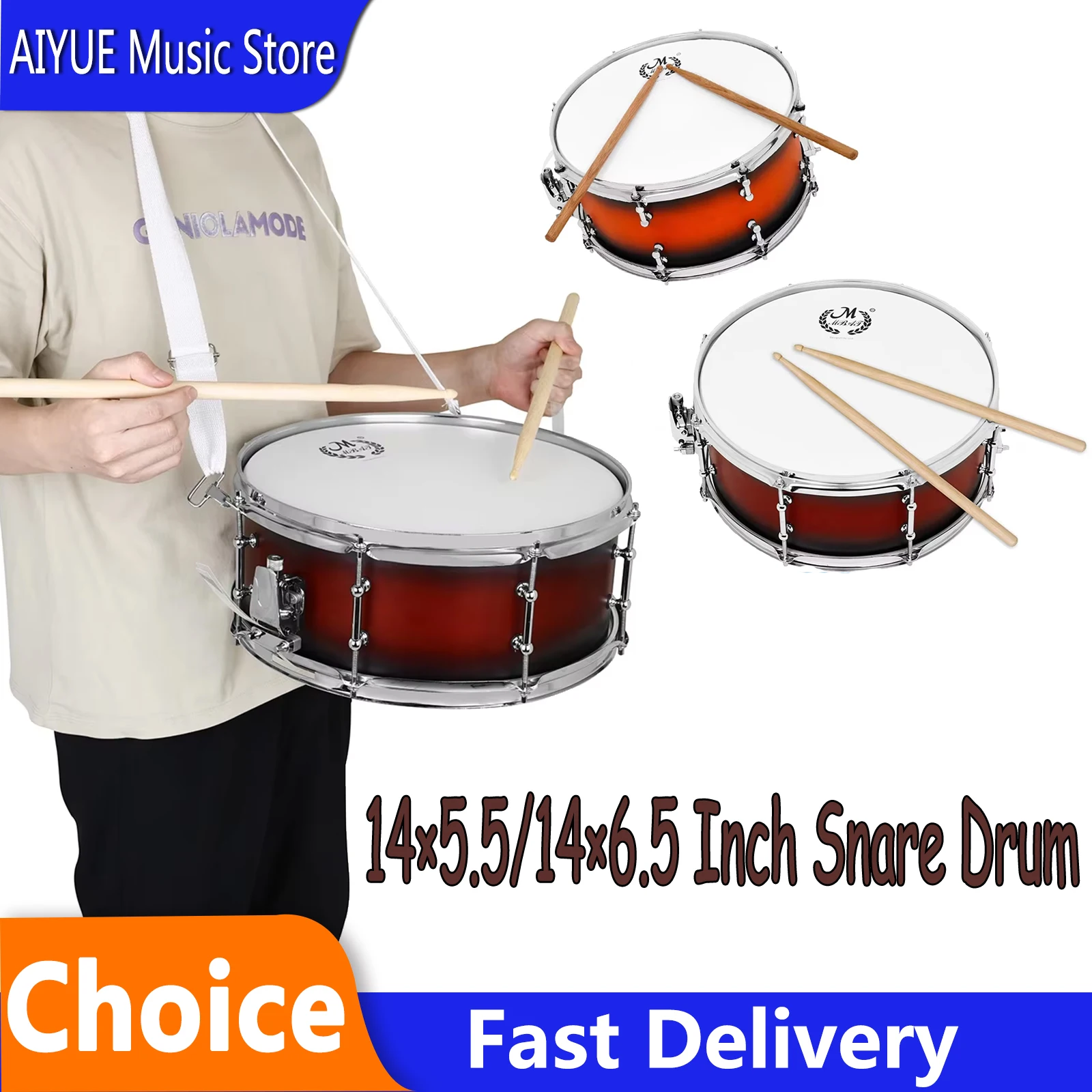 

M MBAT 14×5.5/14×6.5 Inch Snare Drum Percussion Instruments Marching Drums Professional Drum With Parts Skins Snare Drums