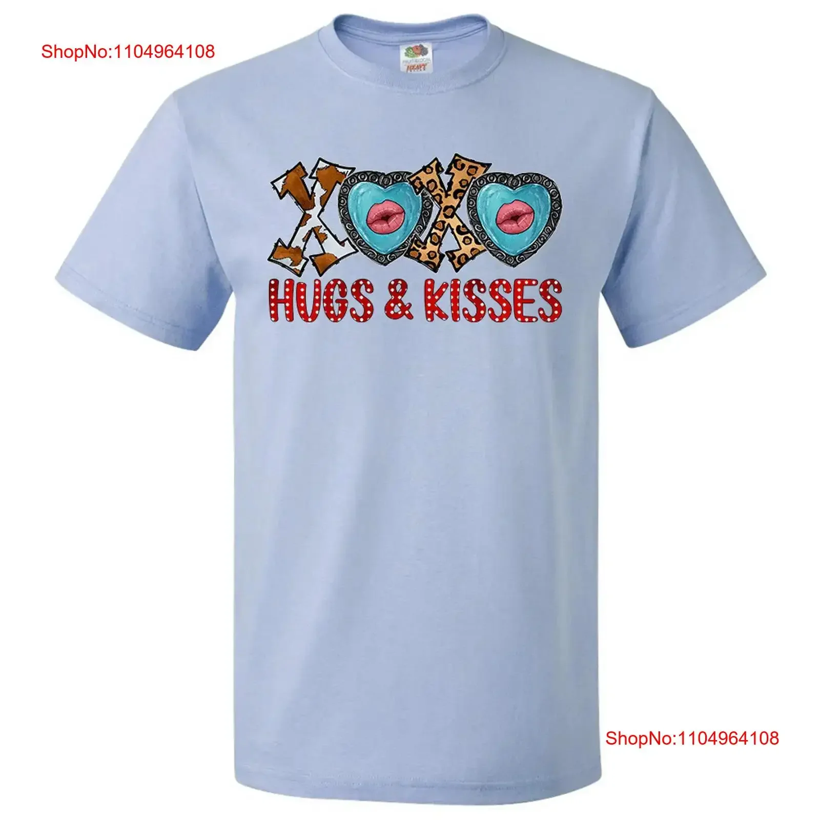 تي شيرت عيد الحب XOXO العناق والقبلات V07 خمر غسلها مصمم الملابس الشارع الشهير الرسم تنفس أنيق قليلا