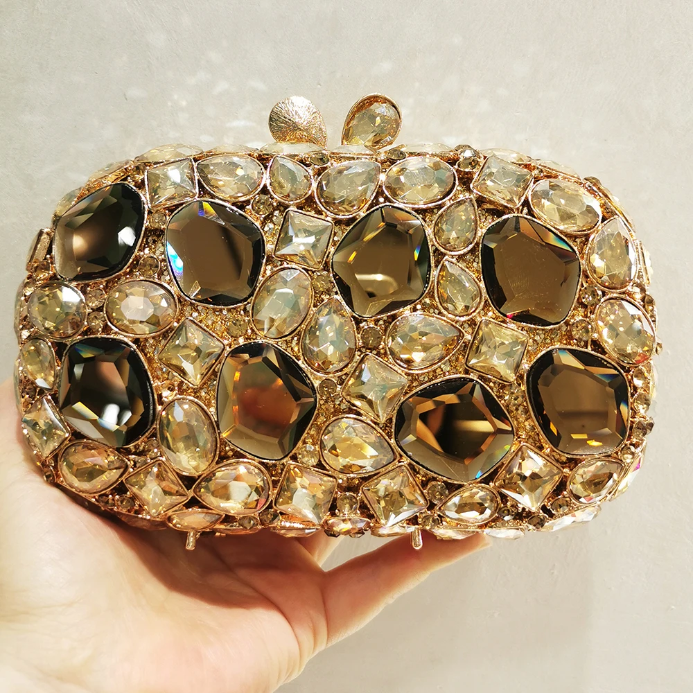 Luxury Gold Rhinestone Clutch Stones Wedding Purse New Arrival Diamond Bridal Handbags Evening Bags Women Party Dinner Clutches