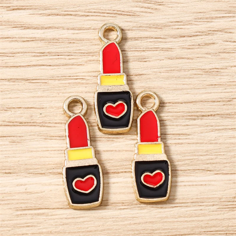 

Tusember 10pcs 7*21mm Cute Charms Lipsticks Pendants for Necklaces Earrings Accessories Handmade DIY Jewelry Making Craft