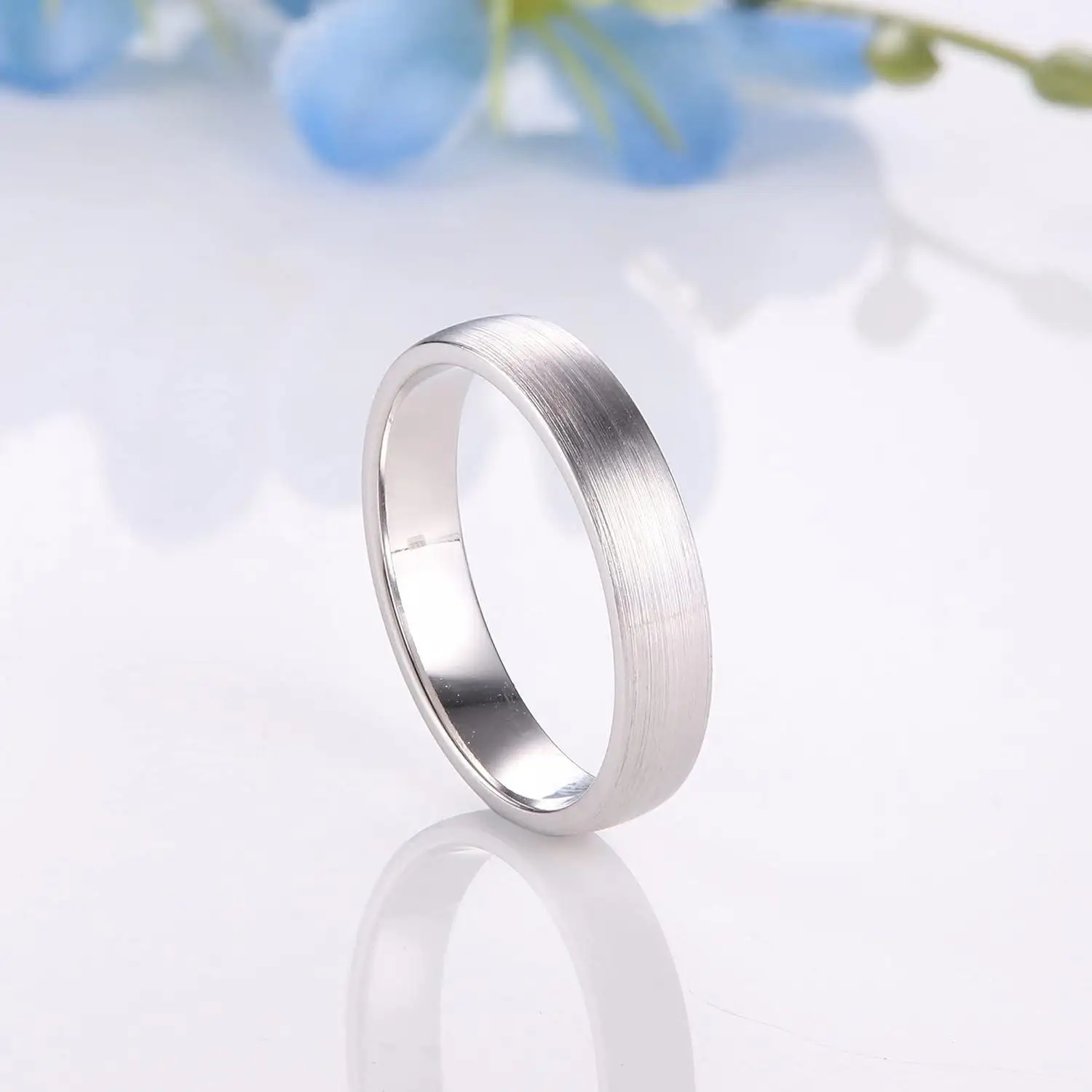 Fansilver Wedding Bands 925 Sterling Silver Ring for Men Silver Dome Brushed Matte Wedding Engagement Band Basic Rings Size 5-11