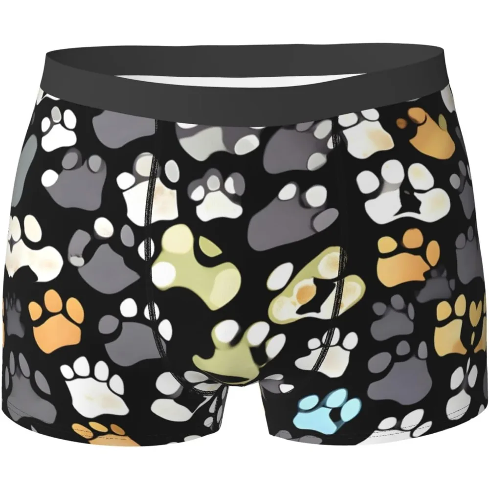 

Men's Boxer Briefs, Dog Paw Prints Men's Underwear, Soft Comfortable Shorts