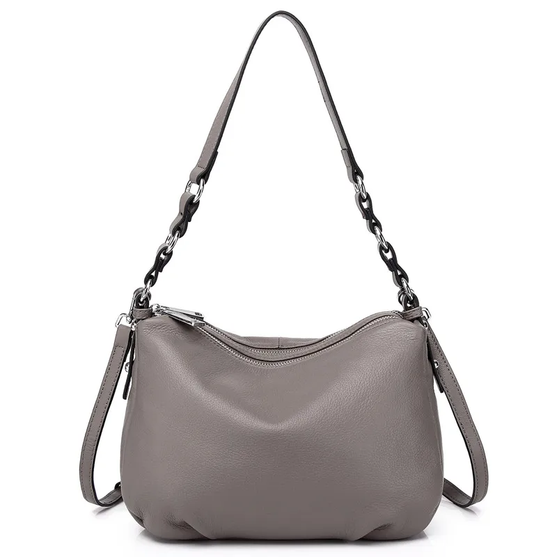 

New Genuine Leather Small Hobo Crossbody Bas For Women Trendy Messenger Shoulder Bag With 2 Straps Ladies Purses and Handbags