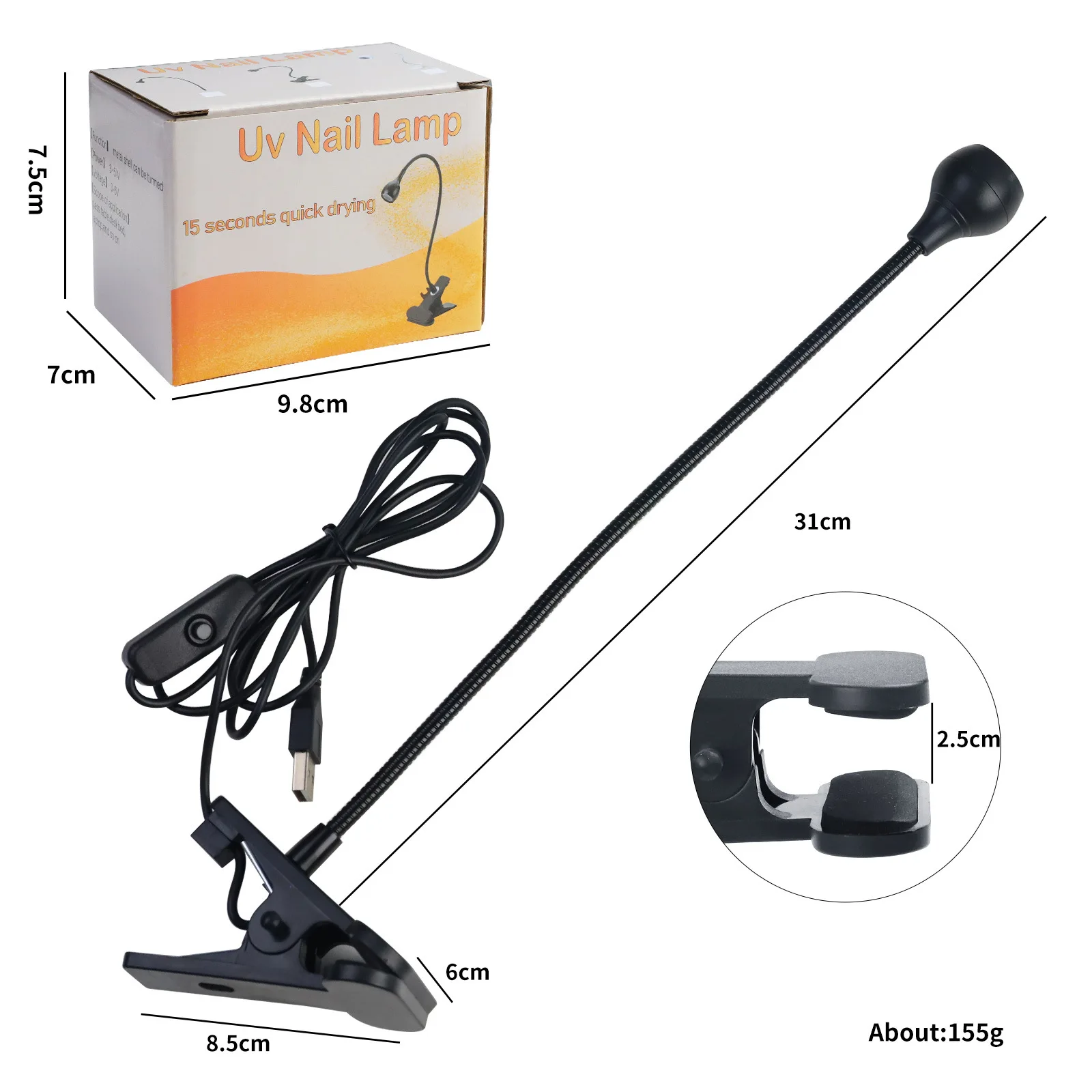 Nieuwe LED UV-licht voor het drogen van gelnagellak Clip-On flexibel bureau Mini USB-nagellamp Draagbare nageldroger Manicure Salongereedschap