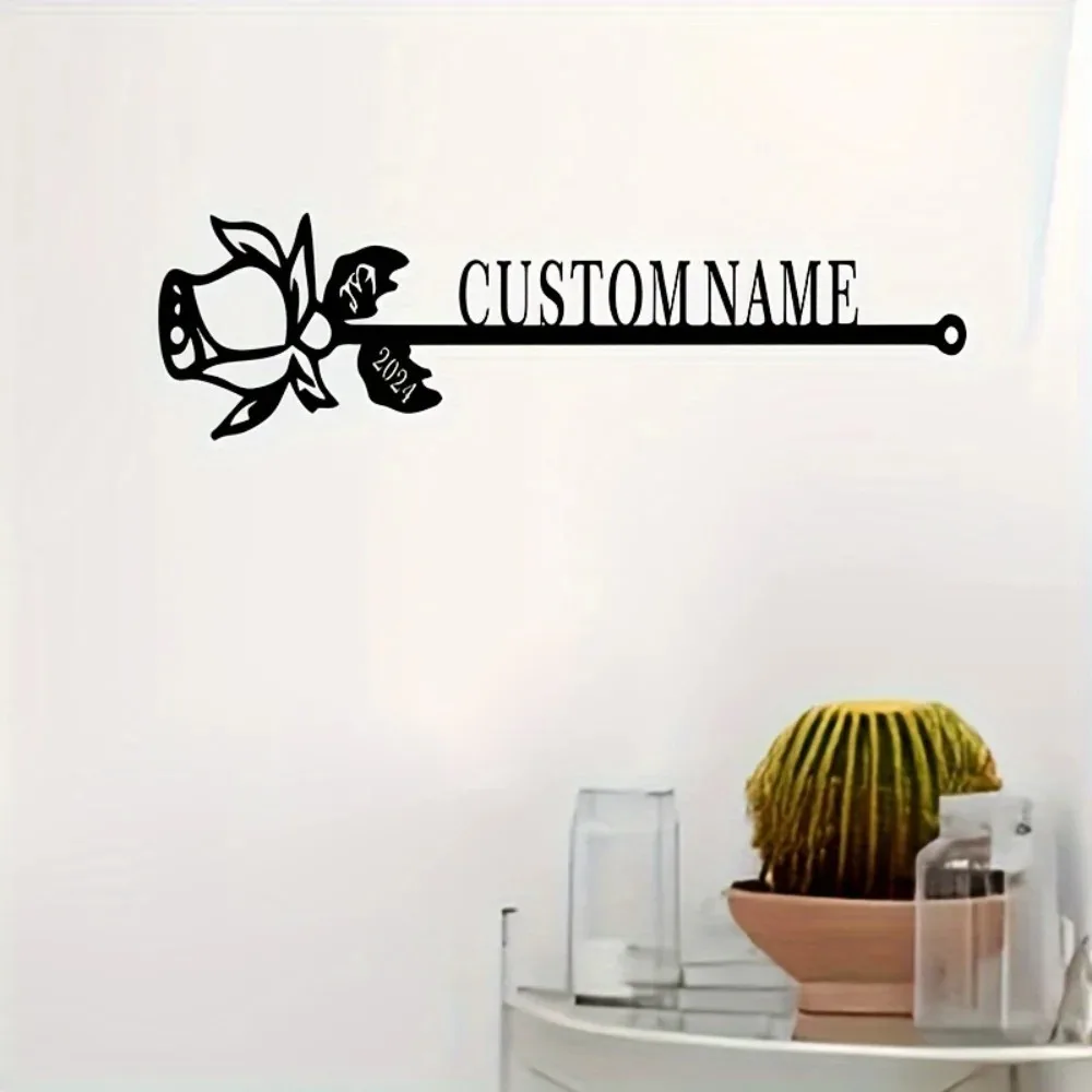 Gorgeous Custom Rose Golden Metal Sign Boasting Elegant Hollow Design for Joyful and Home Office Garden Adornment