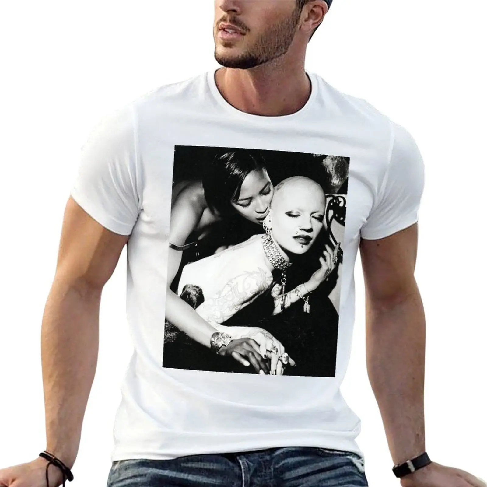 Camiseta con estampado de Naomi Campbell y Polly Fey, para la revista i-D, camisetas para hombre, camisetas para hombre