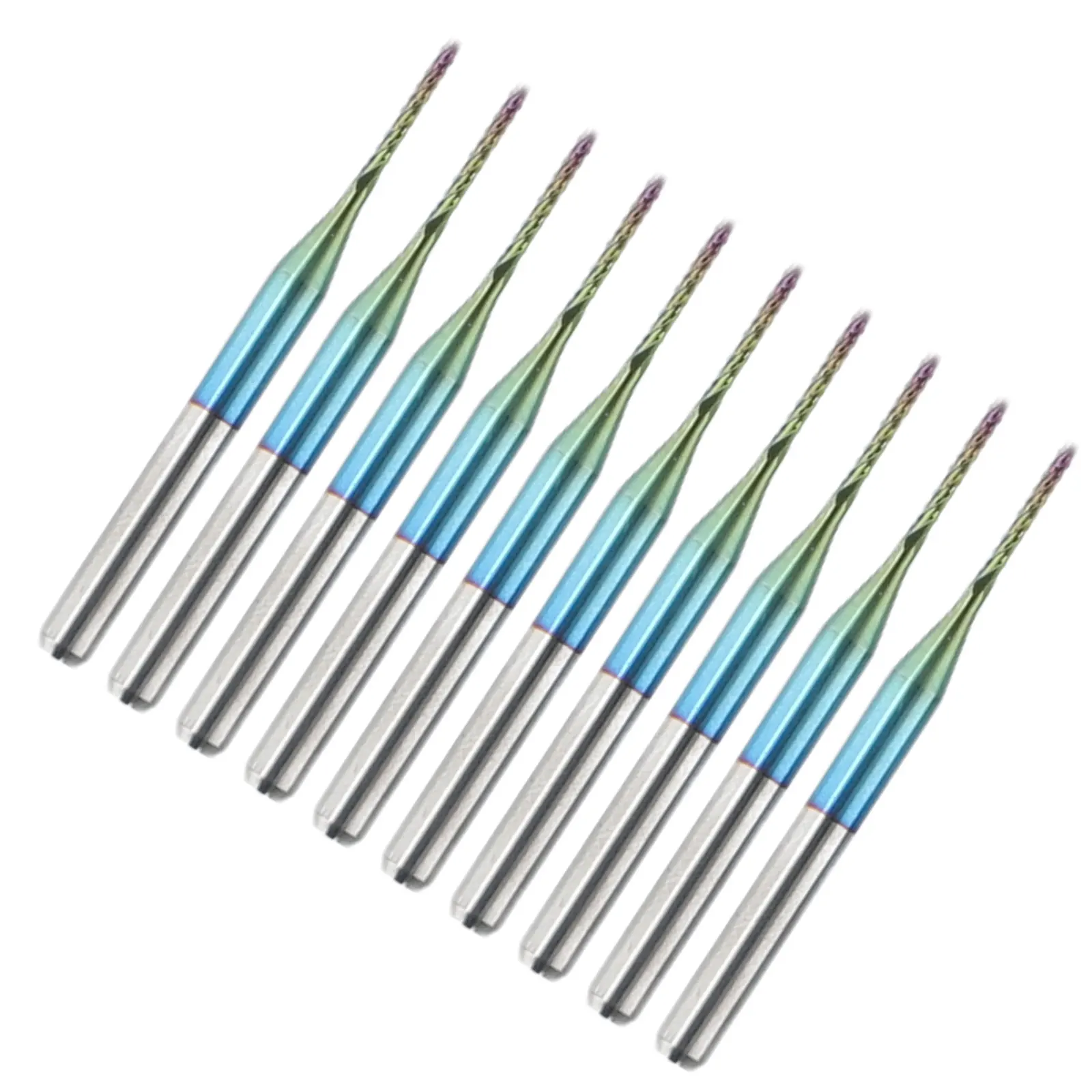 10pcs 1mm Carbide Router Cutting Drill Bit Blue End Mill Engraving Drill Bit For CNC PCB Metal Plastic Molds Hardware Processing