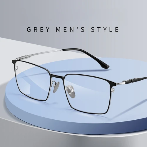 Imagen 2 del producto YIMARUILI, gafas ultraligeras de negocios simples de lujo para miopía, gafas graduadas ópticas de titanio puro cuadradas Retro, montura para hombres ​