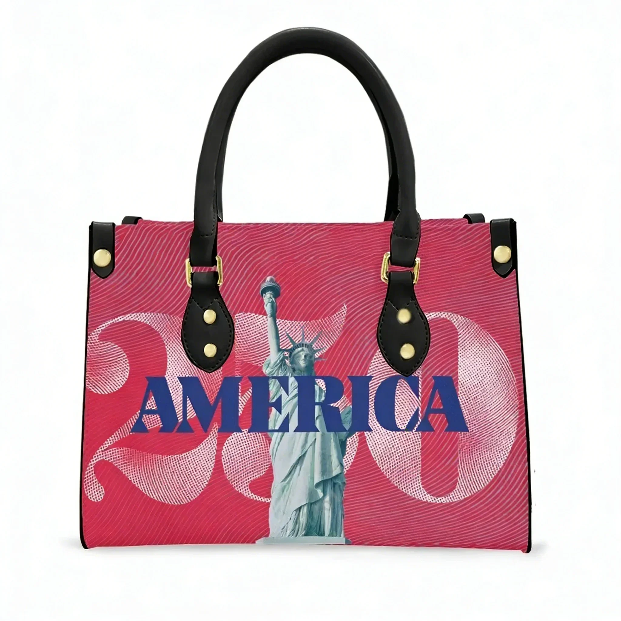 

America 250 Anniversary Tote Bag Purse Womens Mens Personalized Text Image PU Leather Handbag Business Shopping Gift Bags