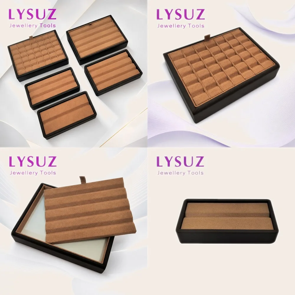 

Loose Diamond Display Props Jewelry Holder Groove Storage Tray Box SuperFiber PU Leather Stand