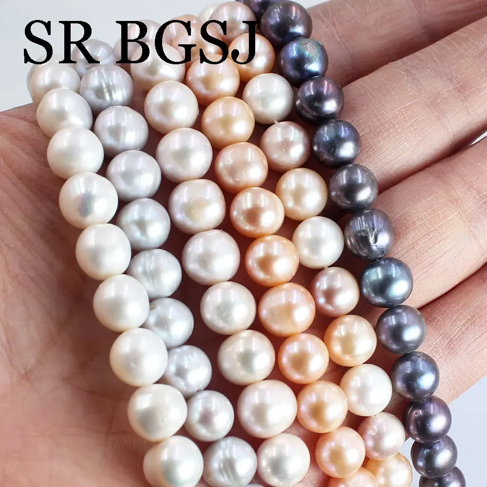 

15inch AA 9-10mm Natural Freshwater Pearl Beaded Round White Purple Wholesale Beads