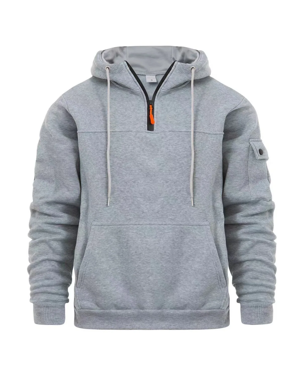 الرجال الخريف والشتاء هوديي غير رسمي بلون نصف البريدي رياضي المرقعة سحب مع جيوب متعددة المألوف مقنعين البلوز