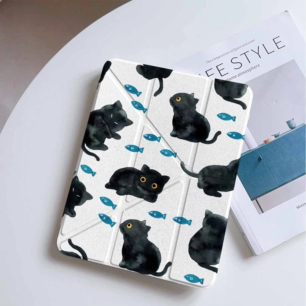 capa-protetora-para-tablet-samsung-galaxy-tab-a8-a9-a11-s6-s7-s8-s9-s10-fe-plus-lite-com-design-de-gato-preto-e-peixe-em-aquarela-e-compartimento-para-caneta