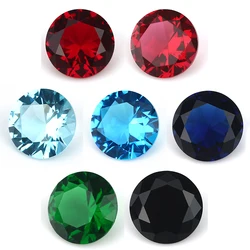 Size 4mm~10mm Round Cut Loose Glass Stone Synthetic Gems Rose Red Sea Blue Green White Black Garnet