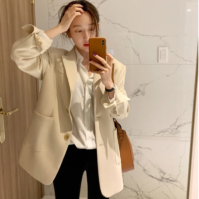 

Suit Jacket Women's Spring/Autumn 2021 New Korean Version Loose INS Trending Web Celebrity Suit Street Style Top Female Ladies