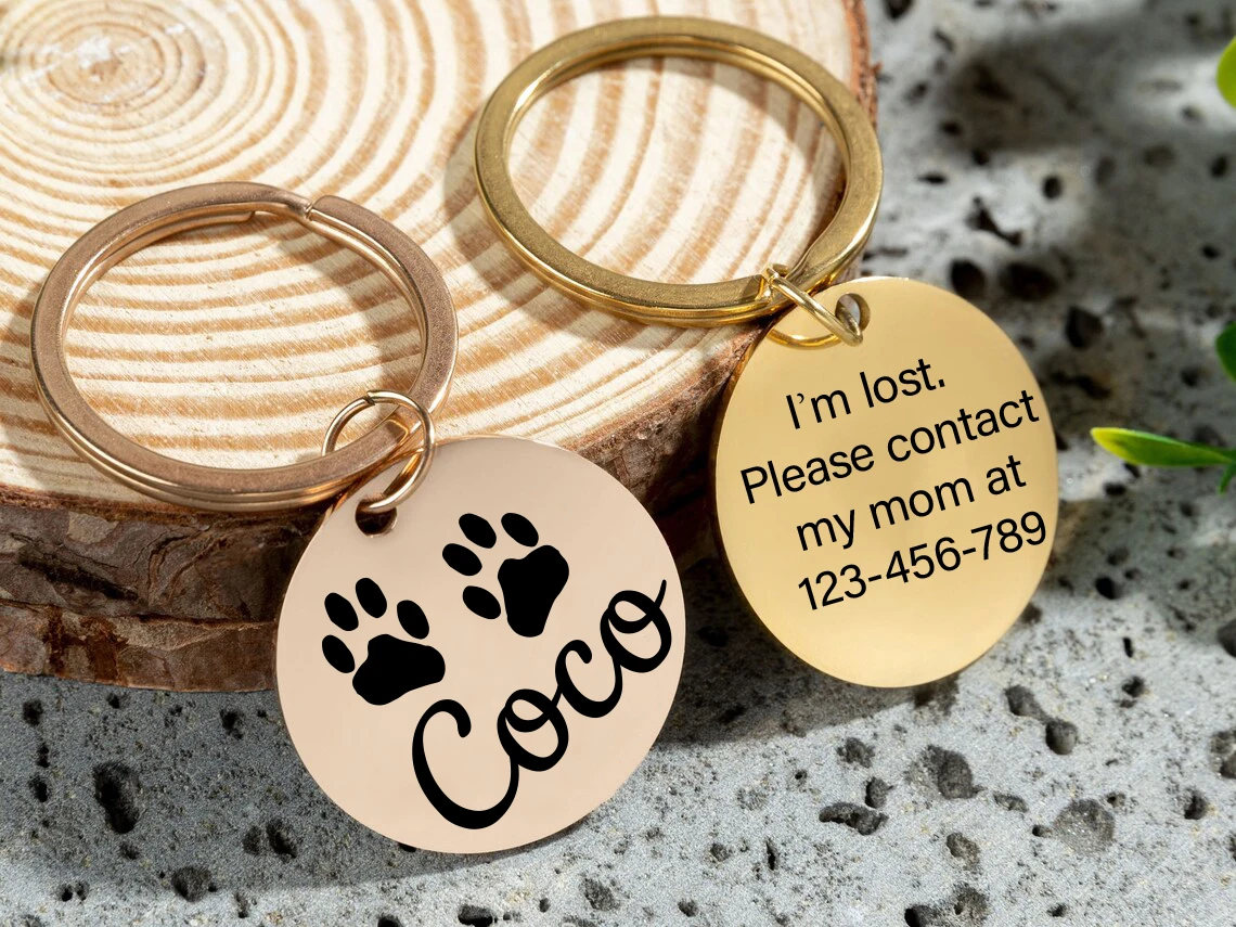 1pc Customized Pet Accessories Include Circular Dog Tags, Optional Small Dog Patterns, Engraved Names and Contact Num