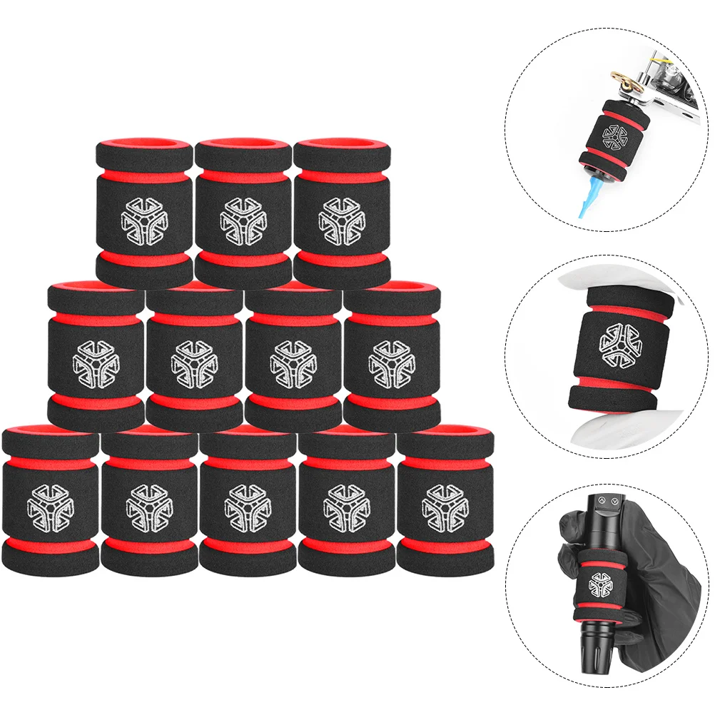 12개입 범용 타투 그립 커버 부드러운 스펀지 고탄성 땀 흡수 논슬립 핸들 보호 커버