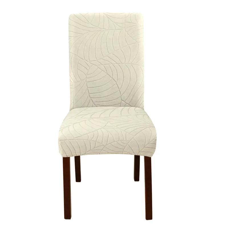 Blätter-Jacquard-Esszimmerstuhlbezüge, abnehmbarer Stretch-Universal-Stühlebezug, einfarbige Sitzbezüge für Küche, Hotel, Bankett