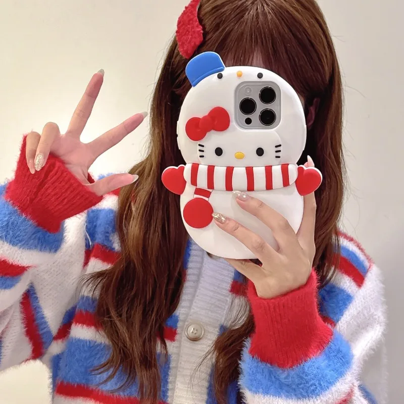 

Sanrio 3D Cartoon Hello Kitty Y2K Phone Case For iPhone 16 15 14 13 12 11 Pro Max Kawaii Silicone Soft Back Cover Y2K Girl Gift