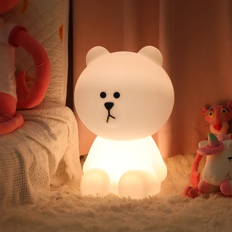 Nordic Baby Night Light Intelligent Automatic Bedside Lamp Children's Bedroom Simple Cartoon Lamp Net Red Light Cute Bear Night