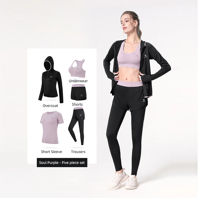 GOLDEN CAMEL Yoga Suits Women's Long Sleeve Shirt Sun Protect Jackets for Women Sportswear Pant Running Wear Clothes Gym Fitness