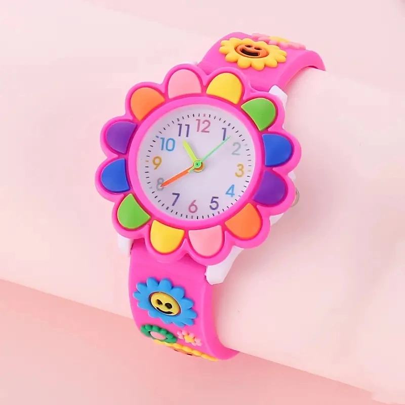 Children\'s Cartoon Watch Quartz Silicone Watch Elementary School Girls Boys Children\'s Watch 3D Silicone Strap