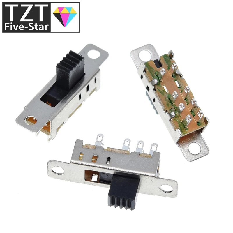 10Pcs SS23E04 Double Toggle Switch 8 Pins 3 files 2P3T DP3T Handle high 5mm small slide switch