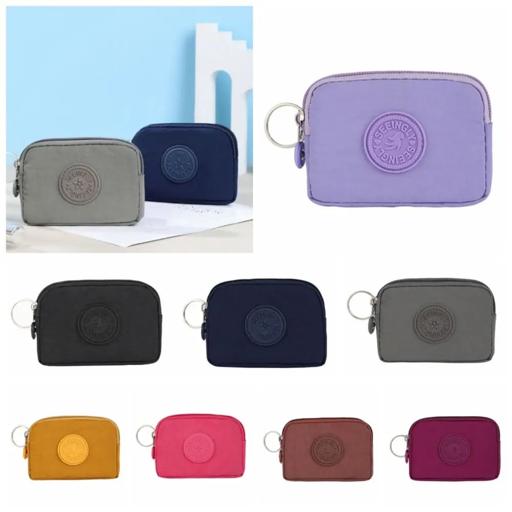 Letter Short Zipper Coin Purse Large Capacity Waterproof Simple Storage Bag Nylon Lipstick Bag Zipper Wallet Female/Male