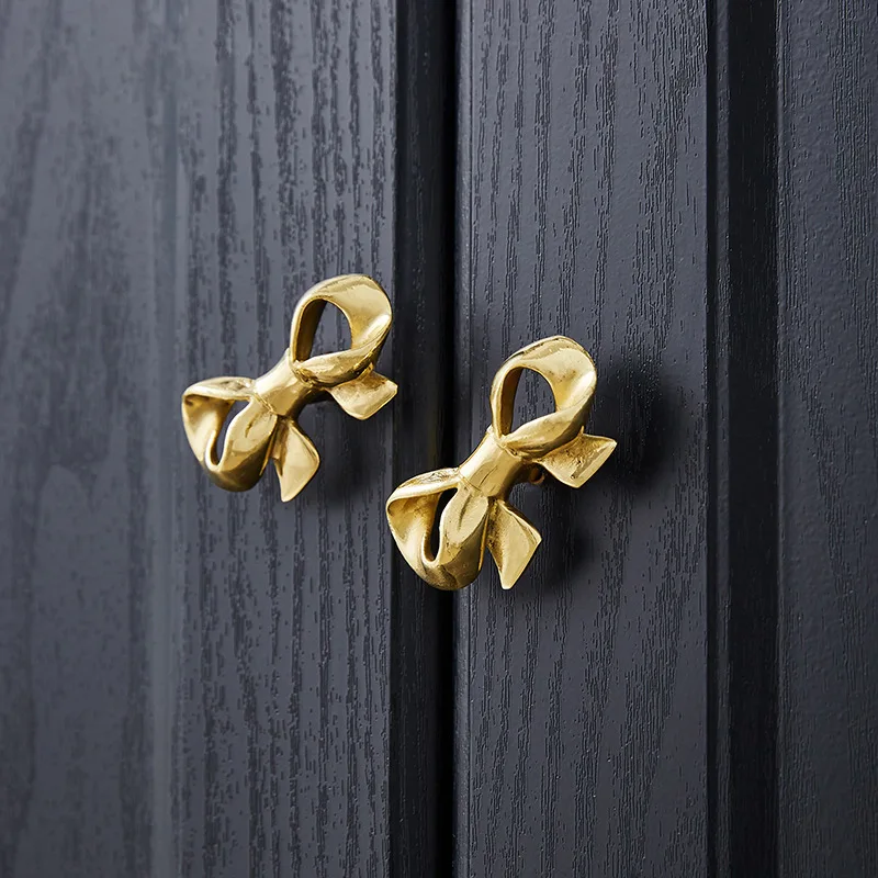 

Fashion Style Gold Bow Drawer Handle Zinc Alloy Decor Cupboard Wardrobe Closet Pulls Furniture Handle DIY