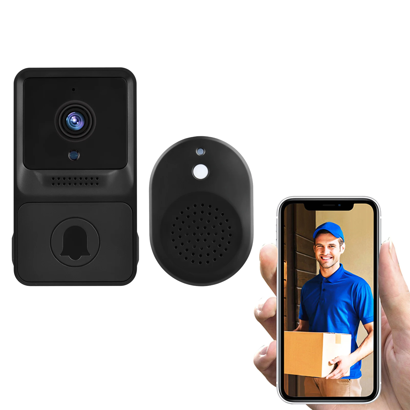 1080P High Resolution Visual Smart Security Doorbell Camera Wireless Video Doorbell with IR Night Vision 2-Way Audio Real-Time