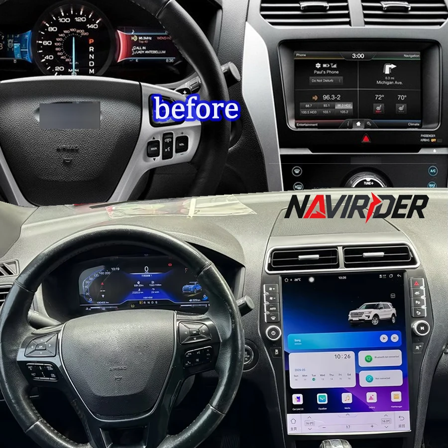 Yes 16.2 Inch Android Carplay Screen For Ford Explorer 2011-2018 Tesla Style Multimedia Player Car Radio Car GPS Navigation WIFI