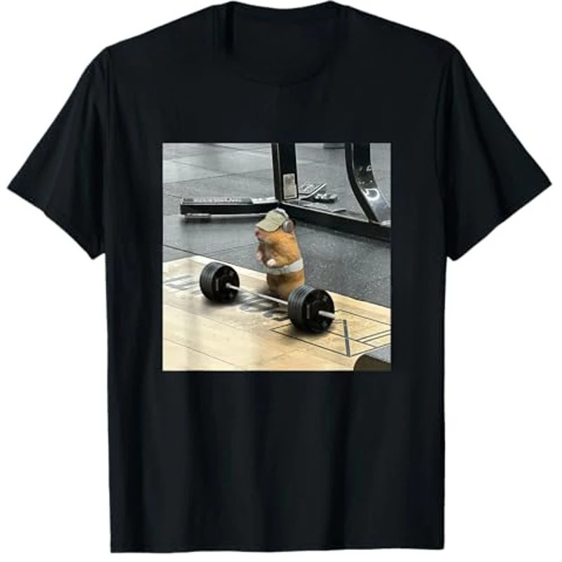 Fashion Hamsters Deadlift Training Weightlifting Funny Hamster T-Shirt Fitness Exercise Y2k Graphic Tees Mouse Aesthetic Tops