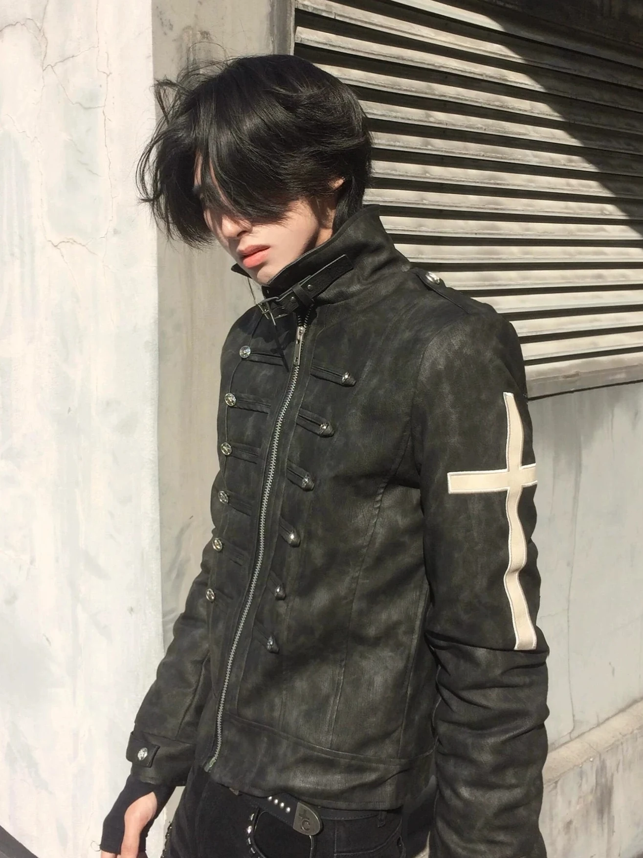 Crossfit Belt - Slim Fit Leather Jacket Cross Button