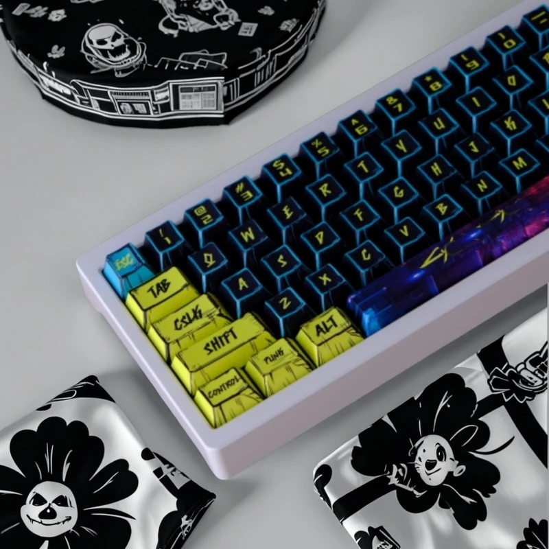 KBCaps-profilete de cereza de 146 teclas para teclado mecánico Universal estilo cómico Cyberpunk, diseño ISO ergonómico para tapa de tecla de interruptor MX