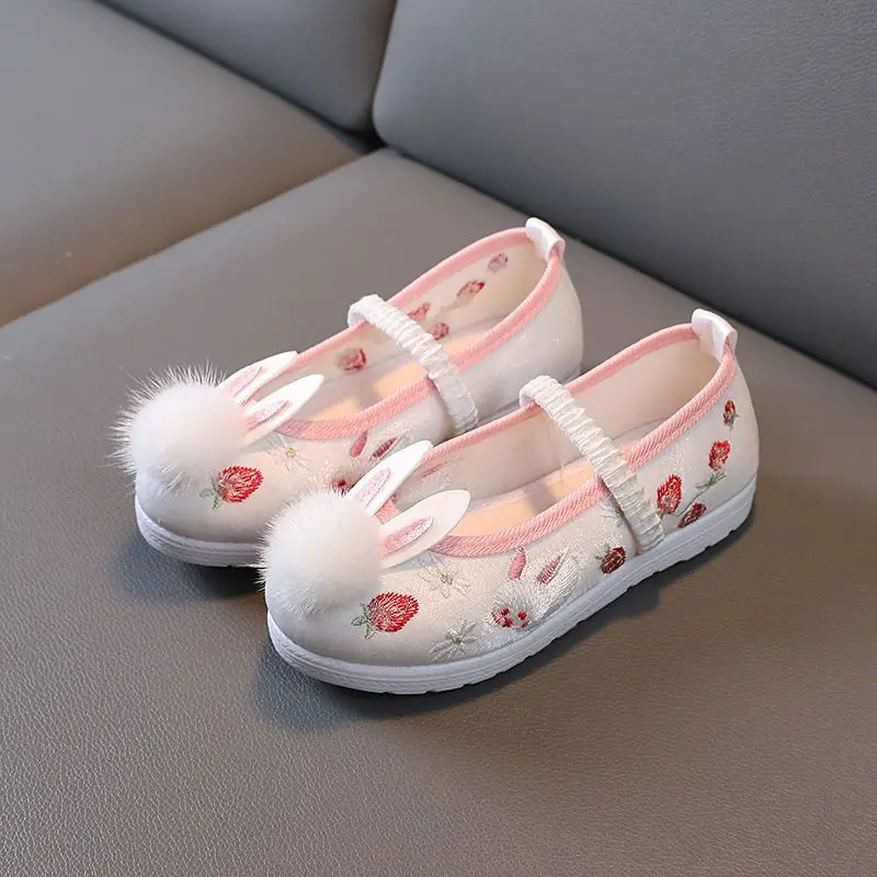 2026 Girls Spring Autumn New Arrival Fashion Flats Chinese Style Traditional Embroidered Cloth Shoes for Kids