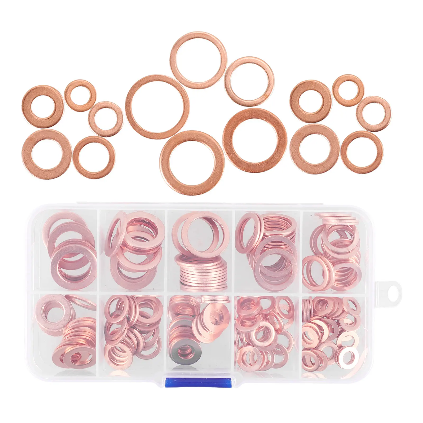

1Set Copper Crush Washer Assortment Flat Washer Oil Drain Plug Gasket Set Reliable Sealing Washers M5 to Assorted Sizes