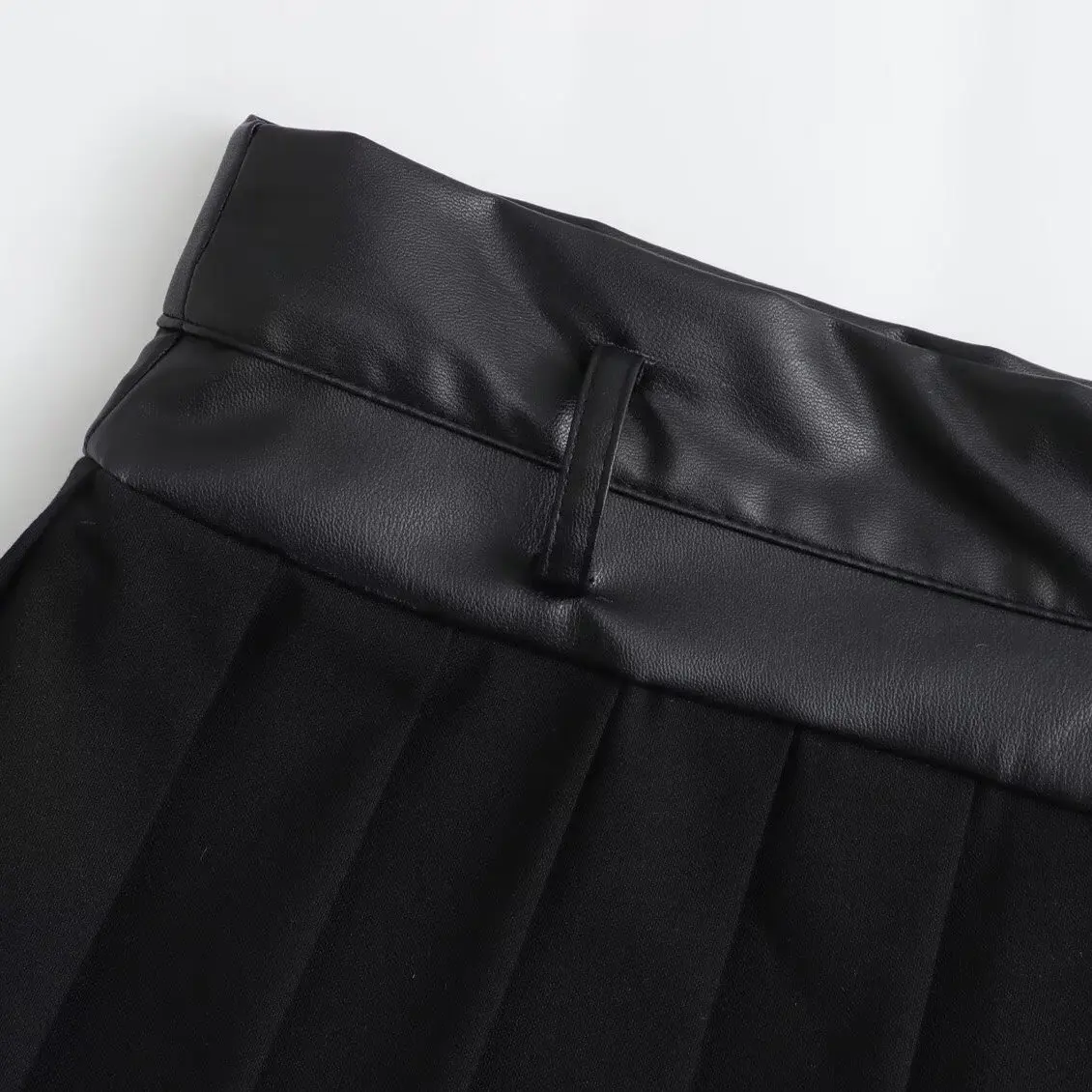 Faionable cuir Patchwork jupe pantalon femmes taille moyenne Stand Fit décontracté loisirs jupes automne nouveau Sle JNLEAOG