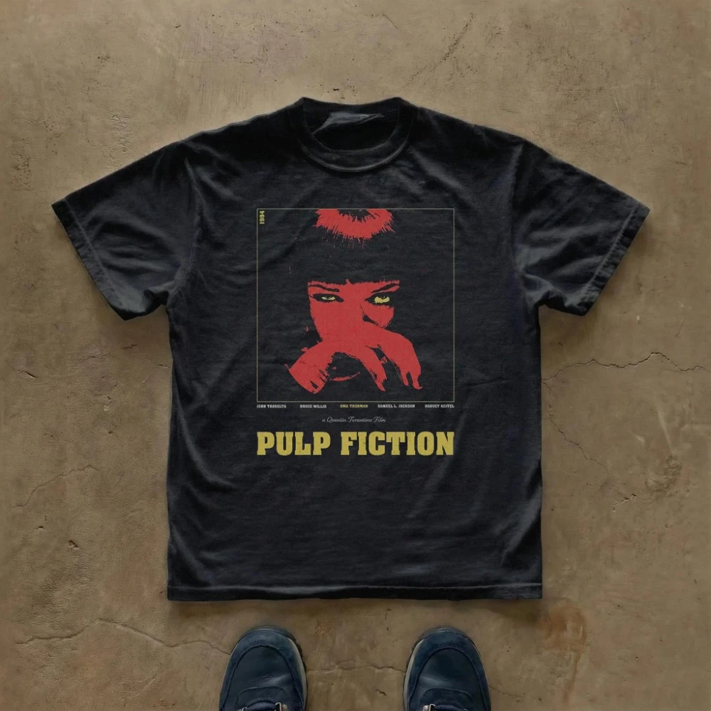 Pulp Fiction Tribute T-shirt Quentin Tarantino Uma Thurman Vintage Tee Clothing Graphic Short Sleeve Shirt Unisex Men Women