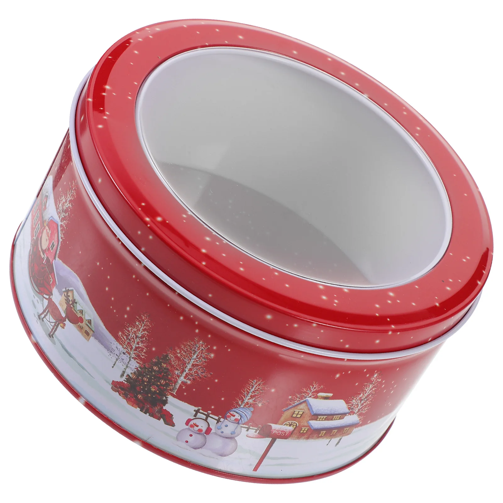 

1pc Christmas Candy Box Tinplate Cookie Storage Container Xmas Tin Box Holiday Gift Packaging Biscuit Jar Treat Holder